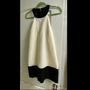 High neck black and white cocktail dress